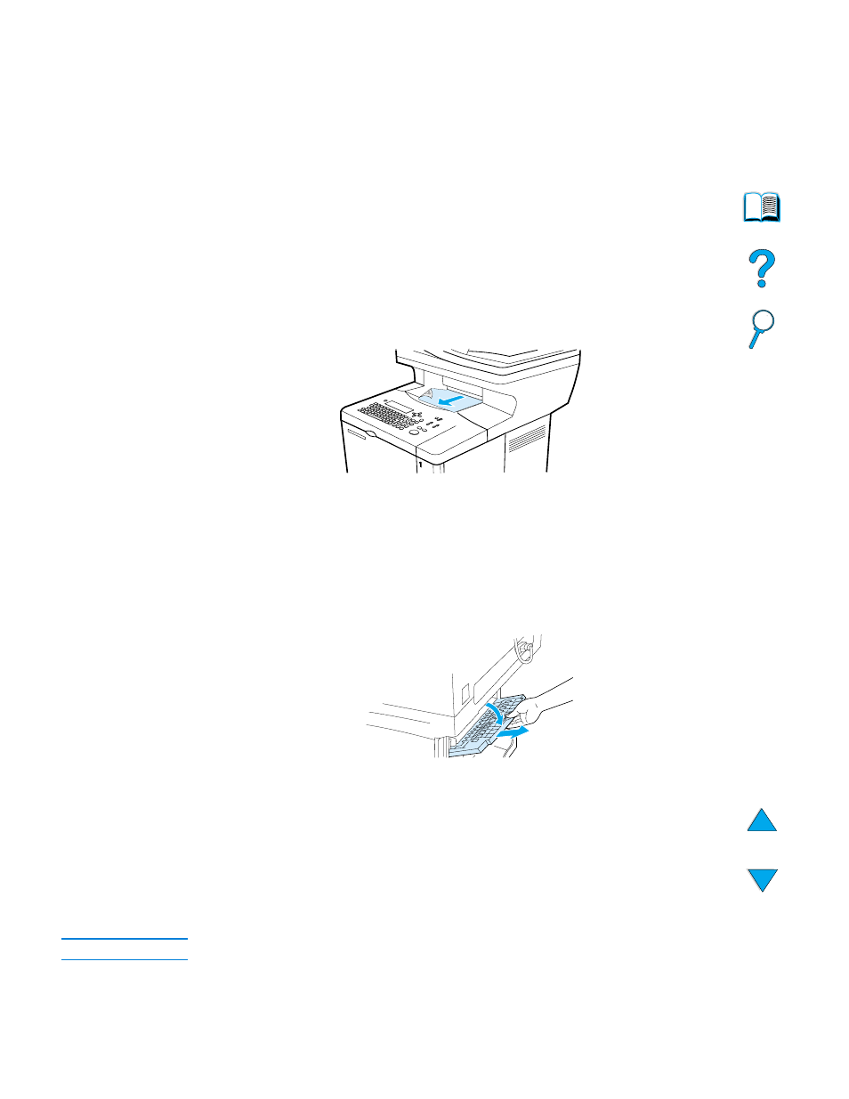 Selecting the output bin, Printing to the top output bin, Printing to the rear output bin | HP LaserJet 4100 Multifunction Printer series User Manual | Page 24 / 164