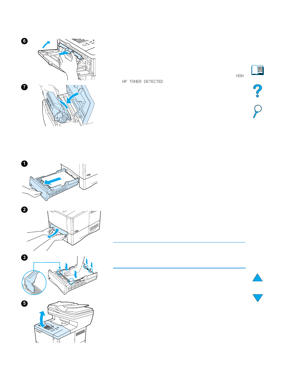 Clearing jams from input trays | HP LaserJet 4100 Multifunction Printer series User Manual | Page 82 / 164