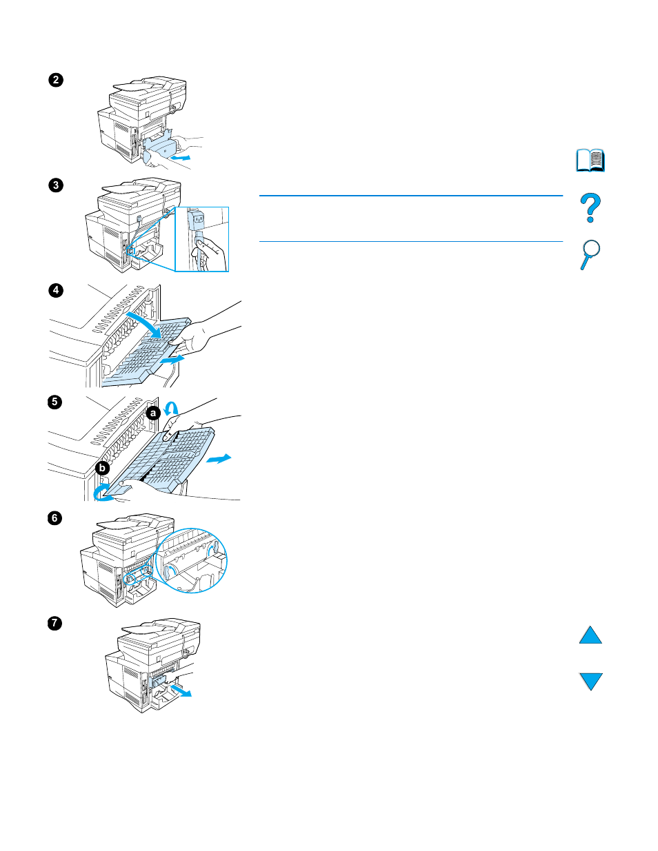 Clearing jams from the fuser area | HP LaserJet 4100 Multifunction Printer series User Manual | Page 85 / 164