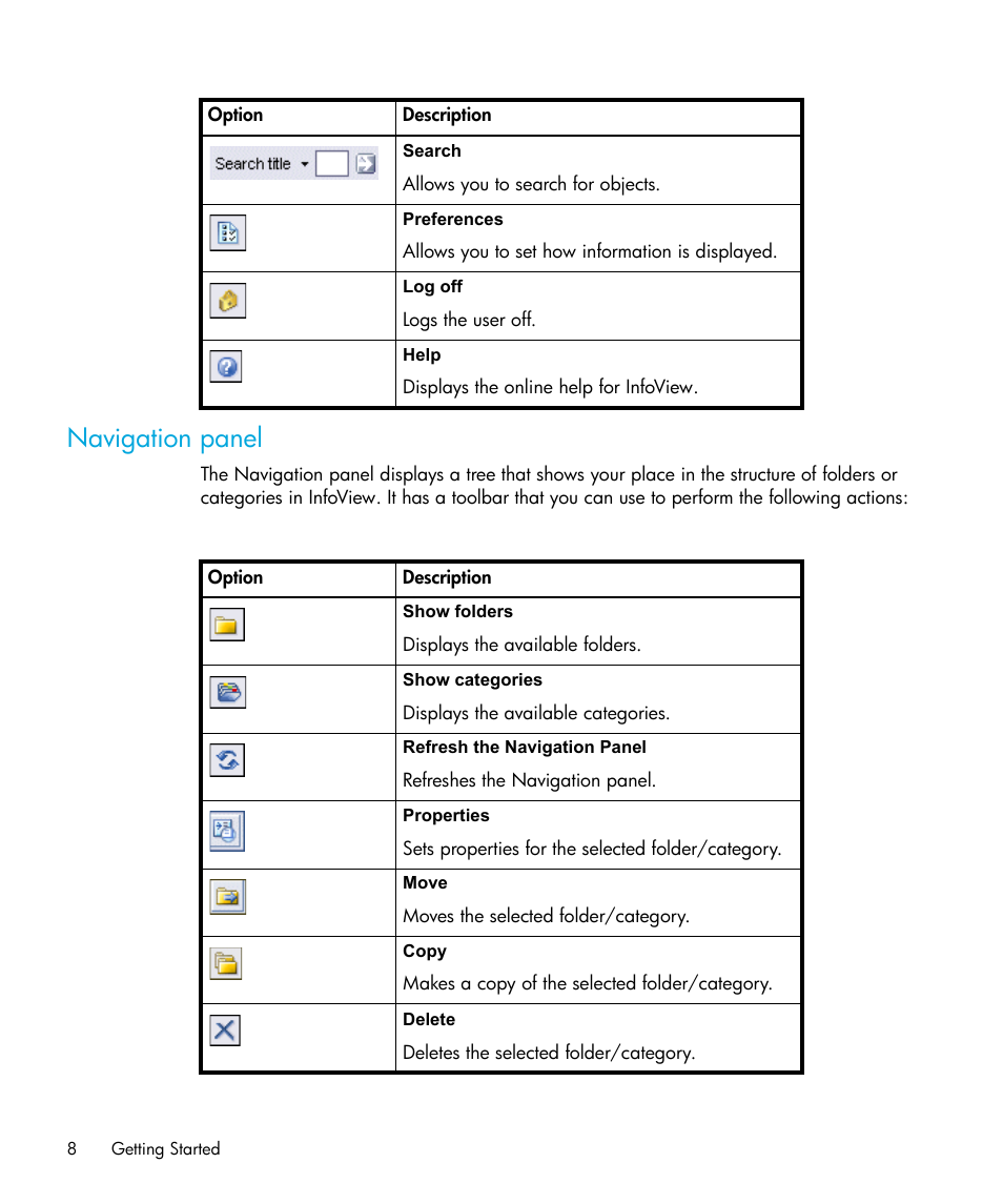 Navigation panel | HP Storage Essentials Enterprise Edition Software User Manual | Page 10 / 96