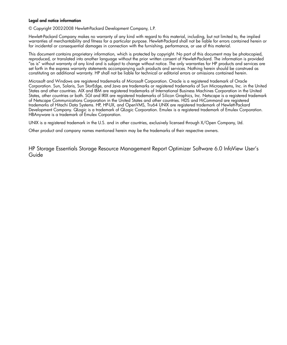 HP Storage Essentials Enterprise Edition Software User Manual | Page 2 / 96