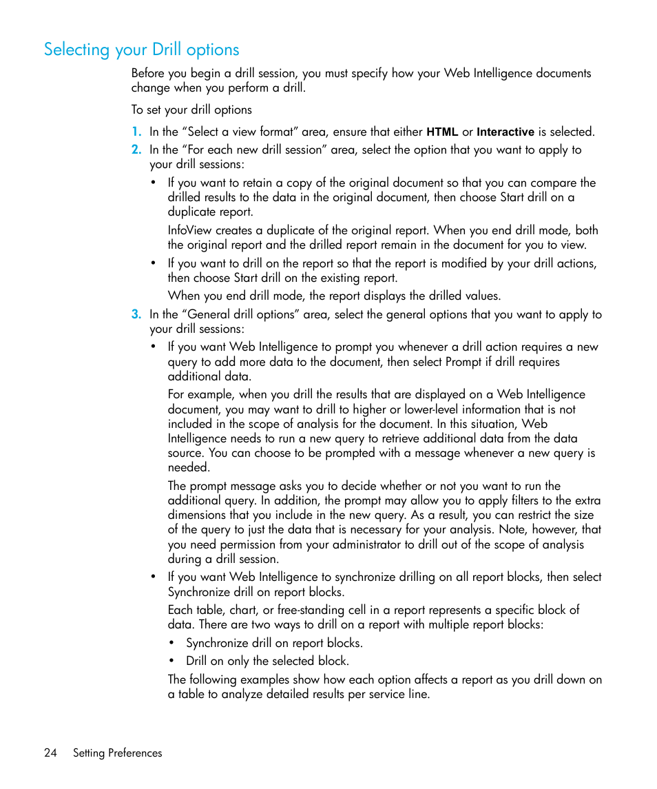 Selecting your drill options | HP Storage Essentials Enterprise Edition Software User Manual | Page 26 / 96