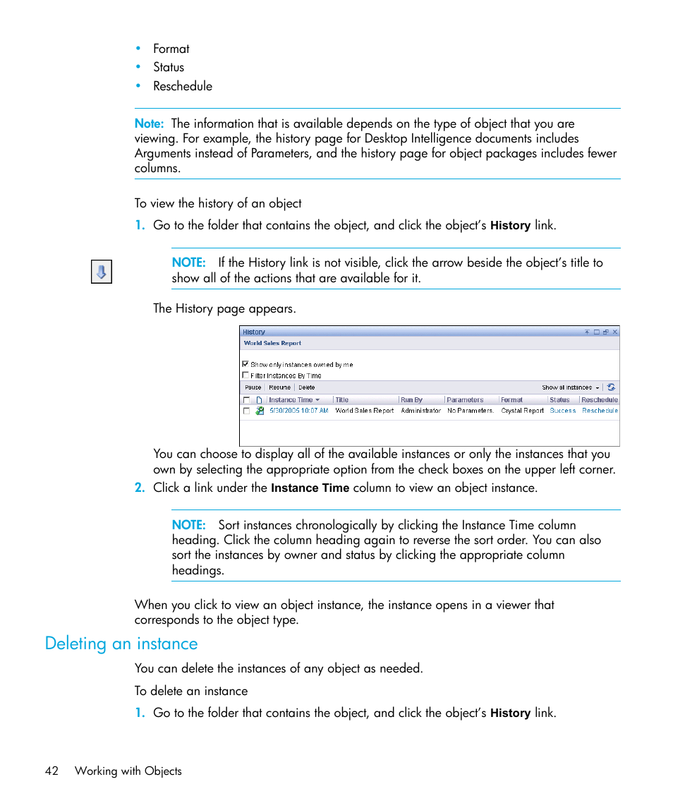 Deleting an instance, Deleting | HP Storage Essentials Enterprise Edition Software User Manual | Page 44 / 96