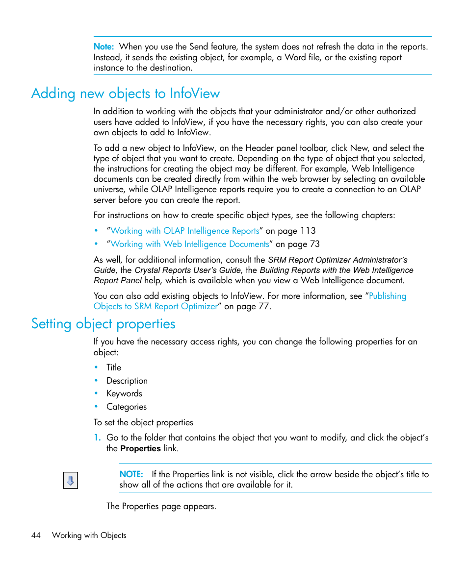 Adding new objects to infoview, Setting object properties, Adding | New objects to infoview | HP Storage Essentials Enterprise Edition Software User Manual | Page 46 / 96