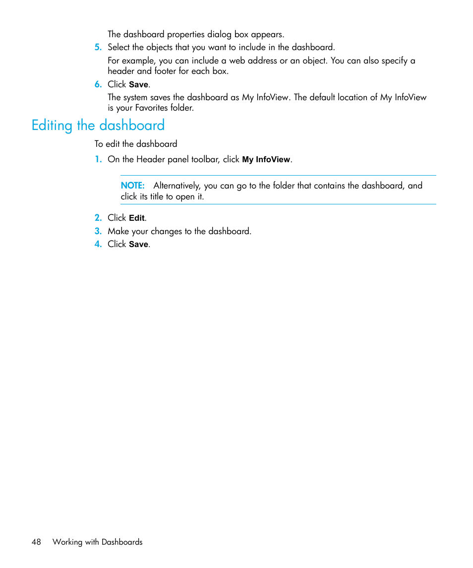 Editing the dashboard | HP Storage Essentials Enterprise Edition Software User Manual | Page 50 / 96