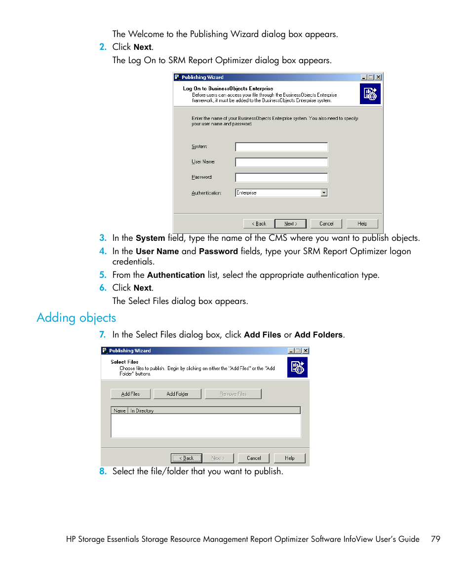 Adding objects | HP Storage Essentials Enterprise Edition Software User Manual | Page 81 / 96