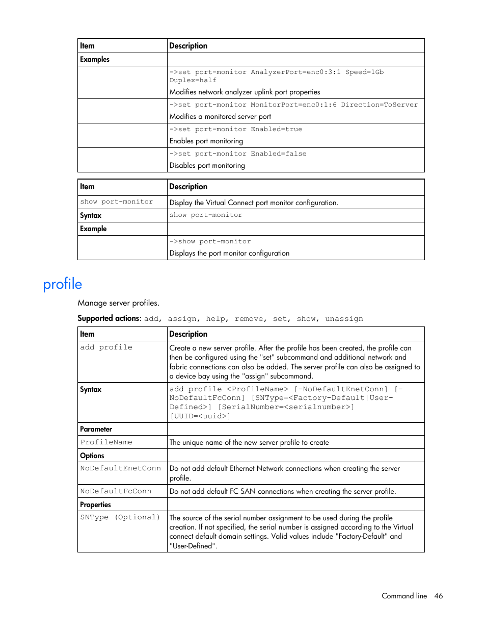 Profile | HP Virtual Connect 1.10Gb-F Ethernet Module for c-Class BladeSystem User Manual | Page 46 / 95