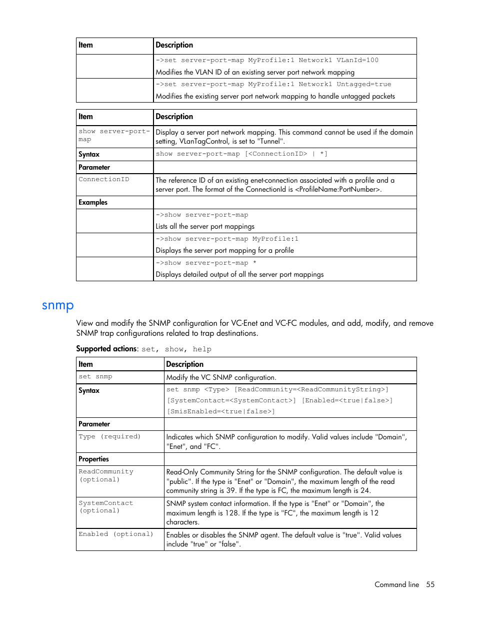 Snmp | HP Virtual Connect 1.10Gb-F Ethernet Module for c-Class BladeSystem User Manual | Page 55 / 95