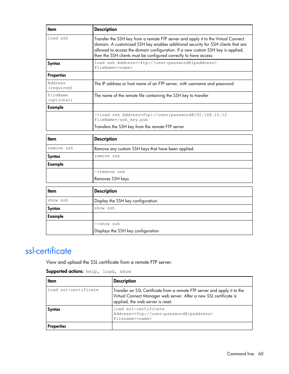 Ssl-certificate | HP Virtual Connect 1.10Gb-F Ethernet Module for c-Class BladeSystem User Manual | Page 60 / 95