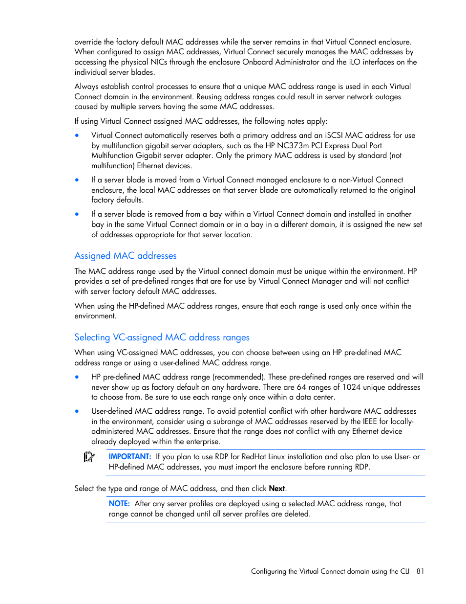 HP Virtual Connect 1.10Gb-F Ethernet Module for c-Class BladeSystem User Manual | Page 81 / 95