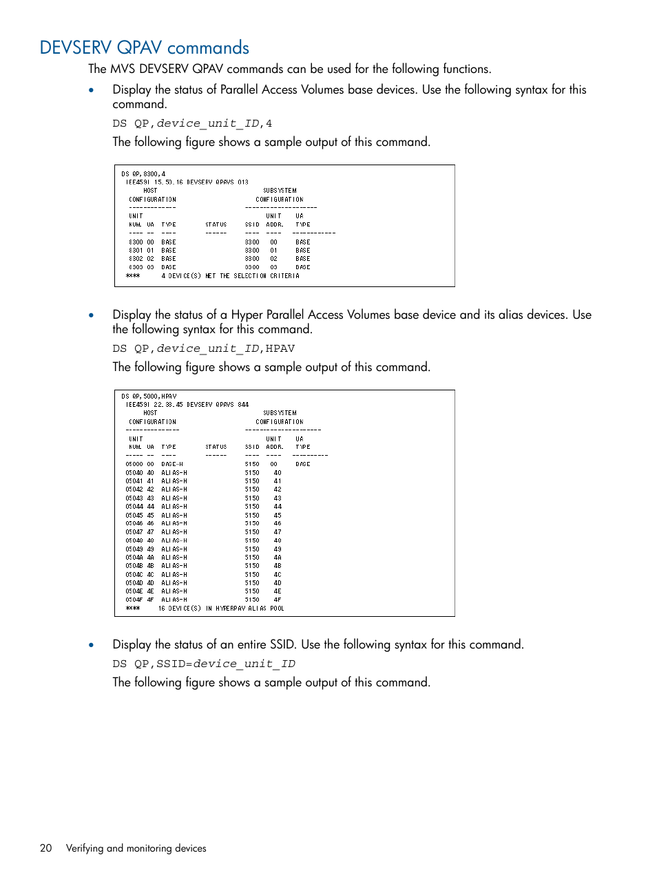 Devserv qpav commands | HP XP P9000 for Compatible PAV Software Licenses User Manual | Page 20 / 36