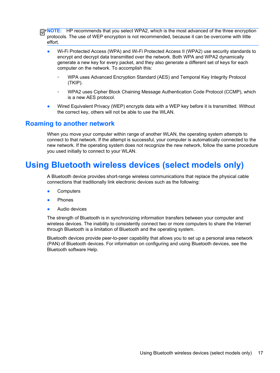 Roaming to another network | HP ProBook 440 G0 Notebook PC User Manual | Page 27 / 93