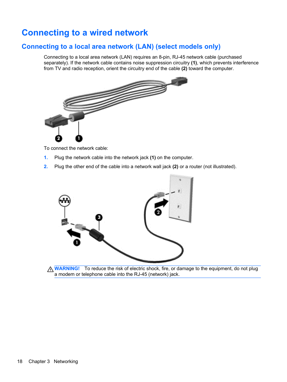Connecting to a wired network | HP ProBook 440 G0 Notebook PC User Manual | Page 28 / 93