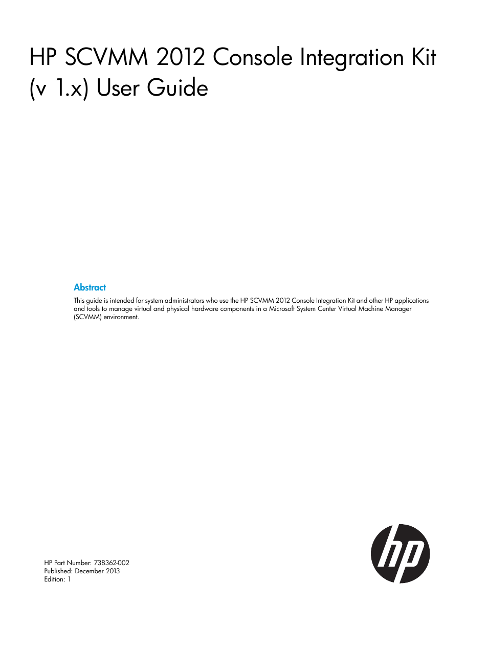 HP OneView for Microsoft System Center User Manual | 35 pages