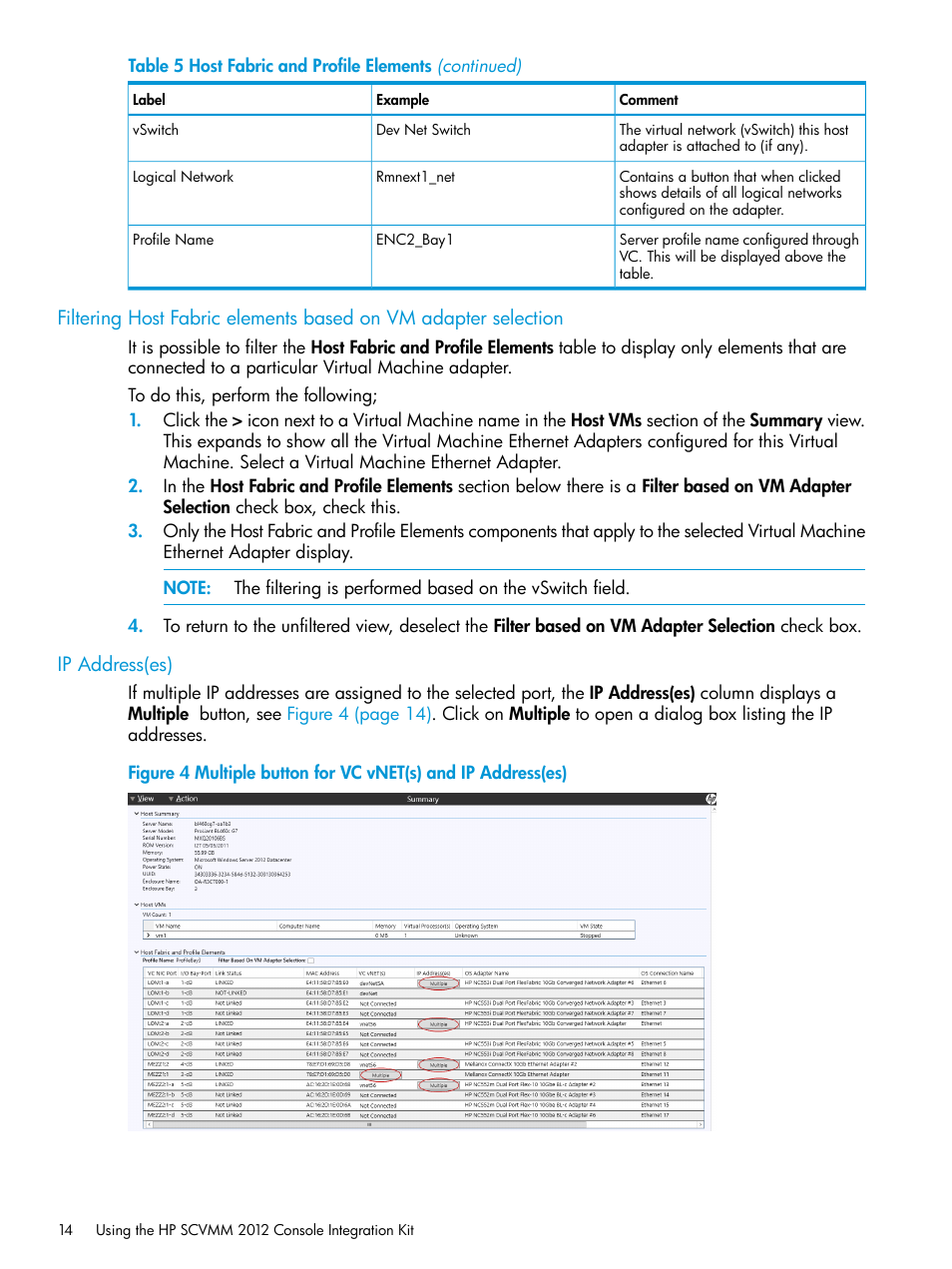 Ip address(es) | HP OneView for Microsoft System Center User Manual | Page 14 / 35