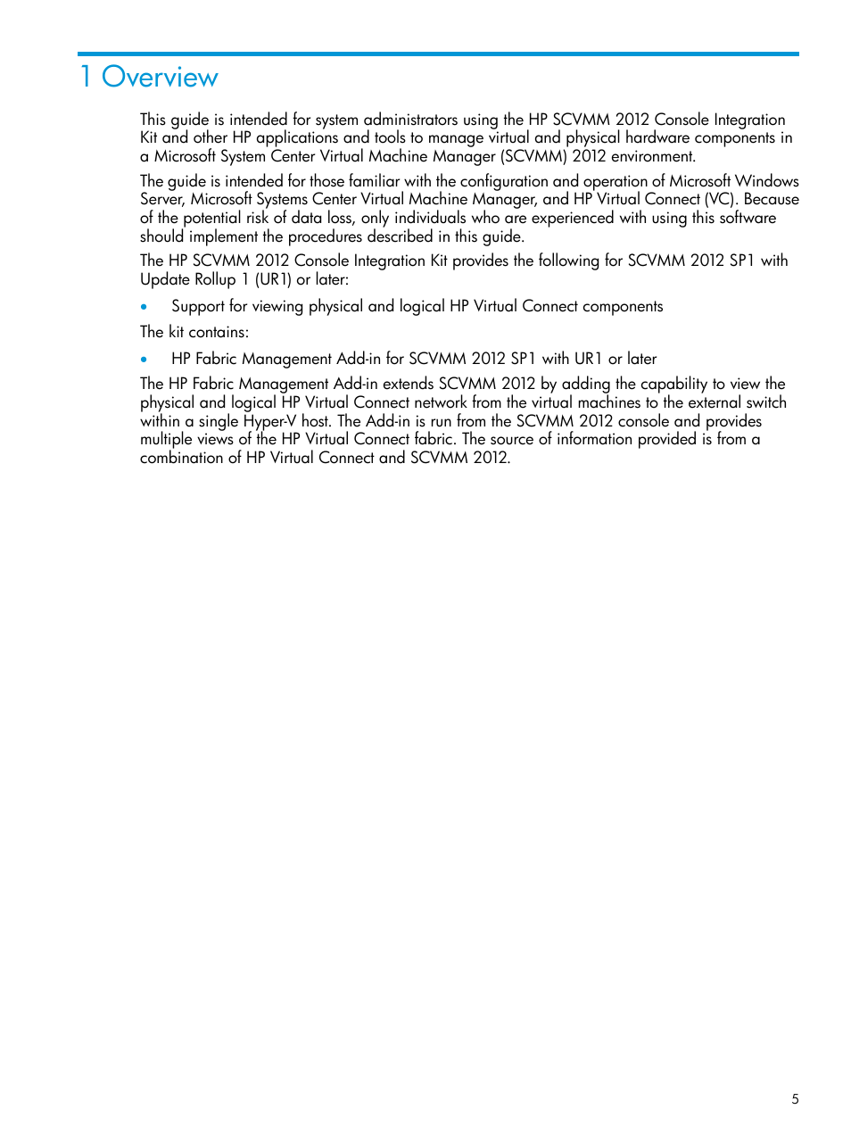 1 overview | HP OneView for Microsoft System Center User Manual | Page 5 / 35