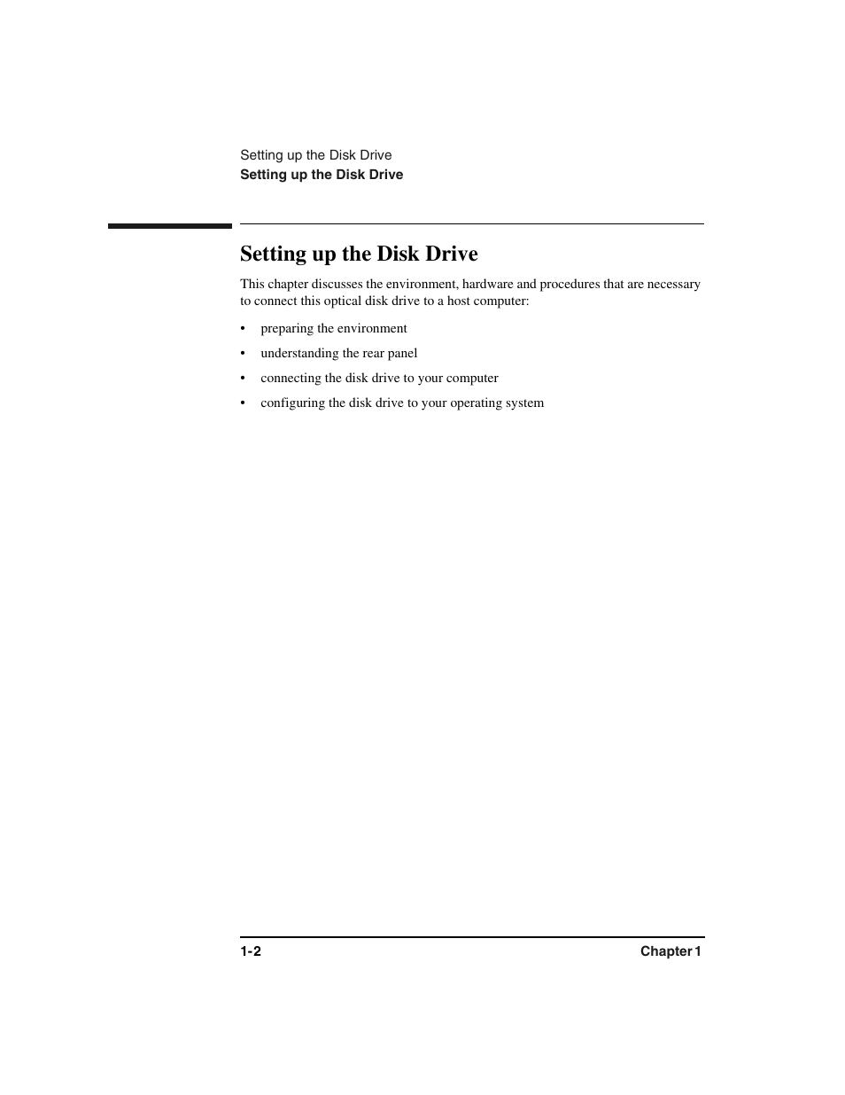 Setting up the disk drive, Setting up the disk drive -2 | HP Optical Jukeboxes User Manual | Page 14 / 77