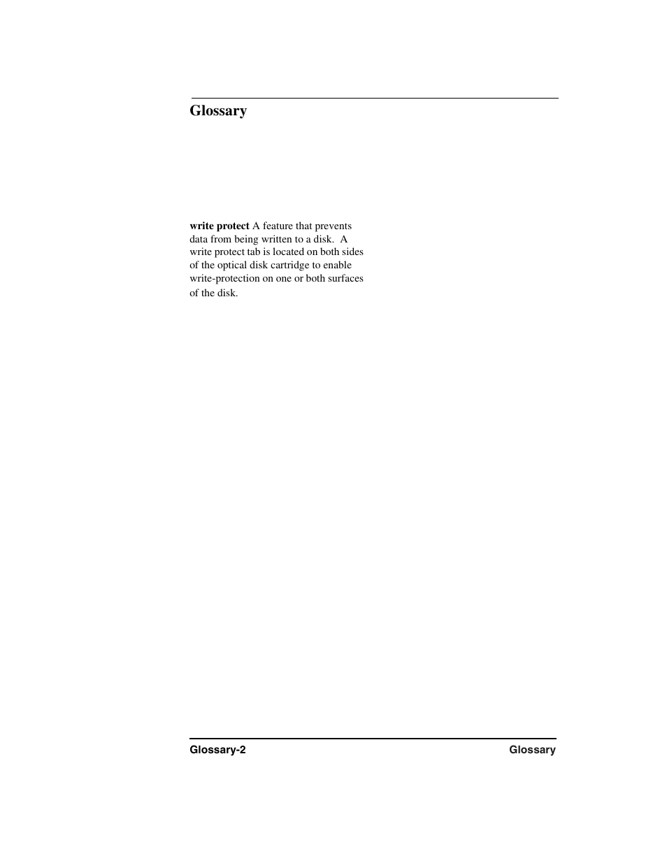 Write protect, Glossary | HP Optical Jukeboxes User Manual | Page 76 / 77