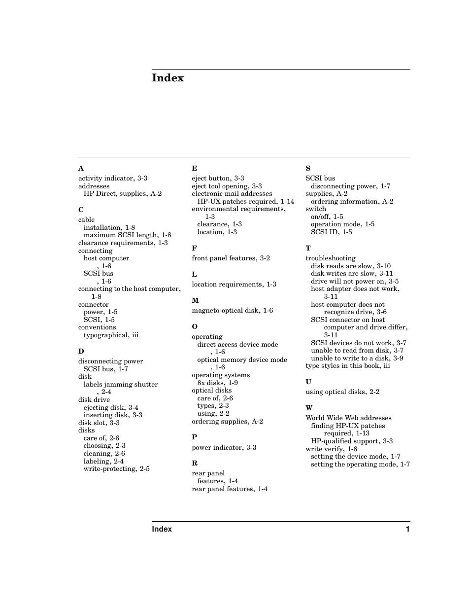 Index | HP Optical Jukeboxes User Manual | Page 77 / 77