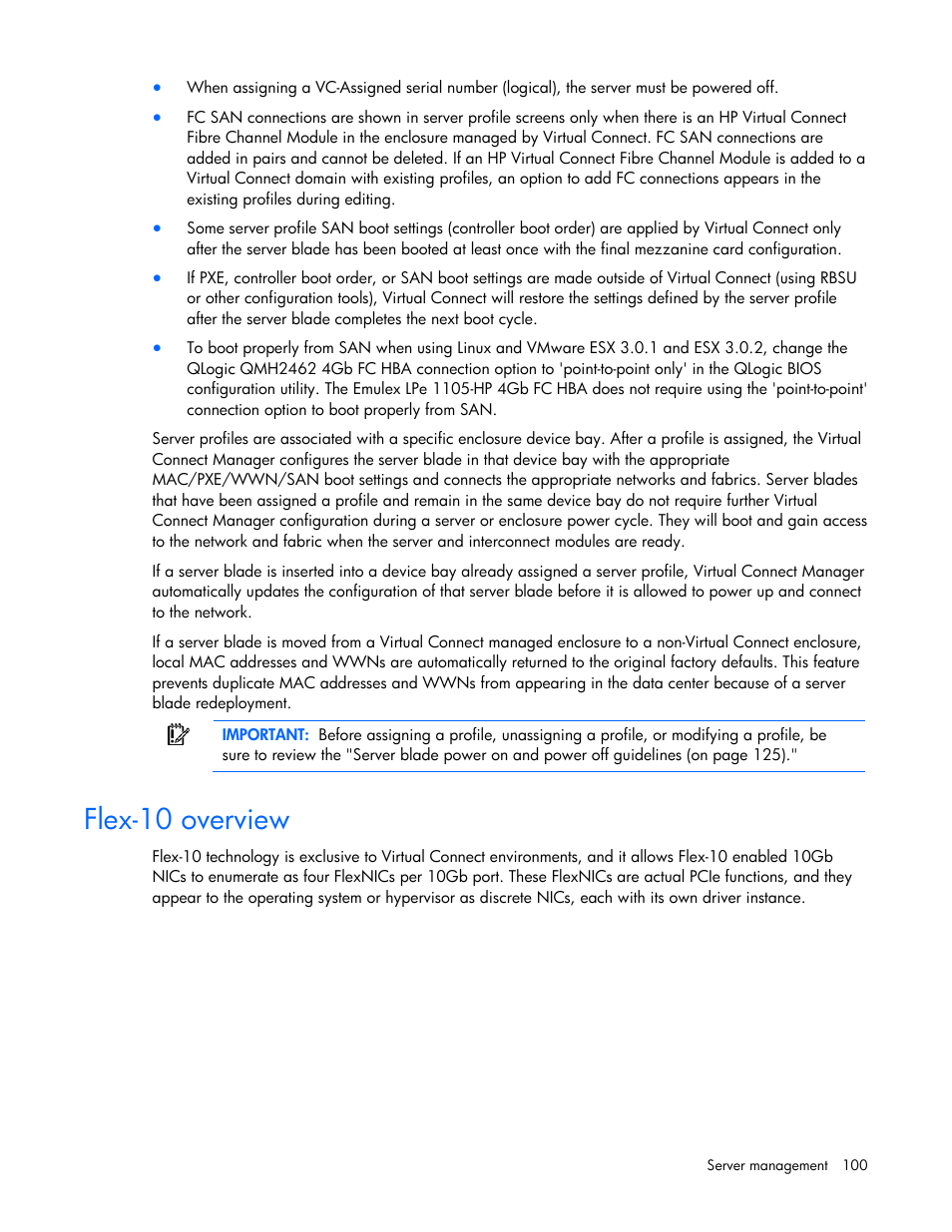 Flex-10 overview | HP Virtual Connect Flex-10 10Gb Ethernet Module for c-Class BladeSystem User Manual | Page 100 / 169