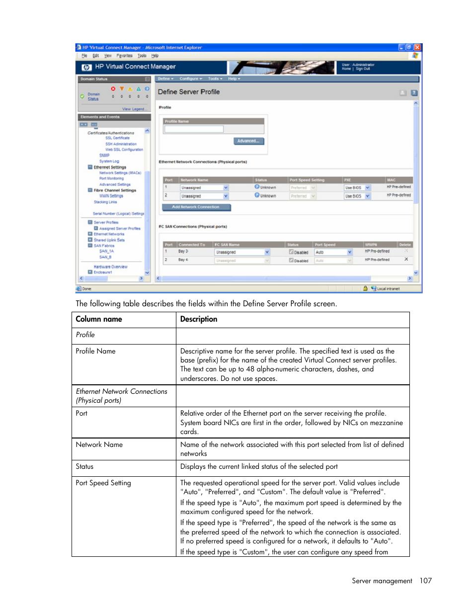 HP Virtual Connect Flex-10 10Gb Ethernet Module for c-Class BladeSystem User Manual | Page 107 / 169