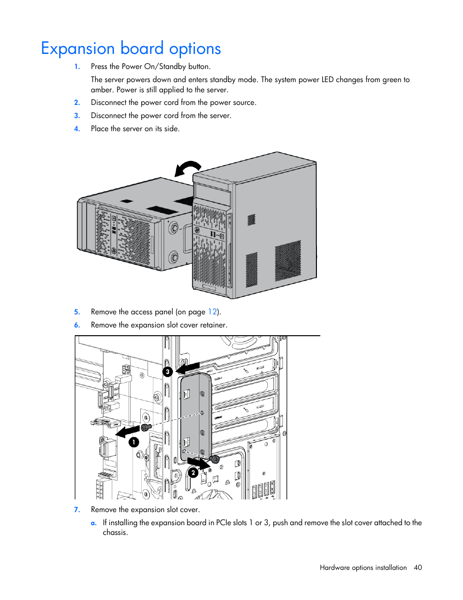 Expansion board options | HP ProLiant ML10 Server User Manual | Page 40 / 76