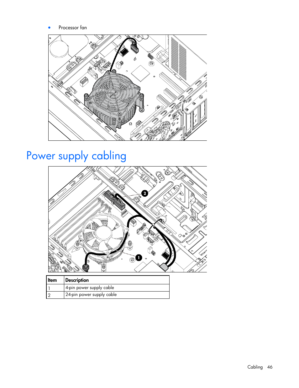Power supply cabling | HP ProLiant ML10 Server User Manual | Page 46 / 76
