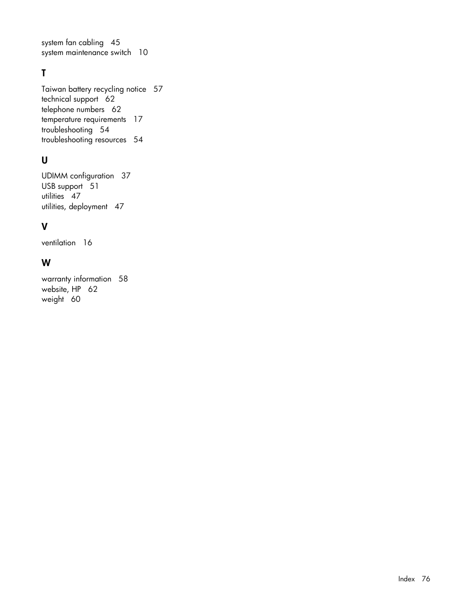 HP ProLiant ML10 Server User Manual | Page 76 / 76