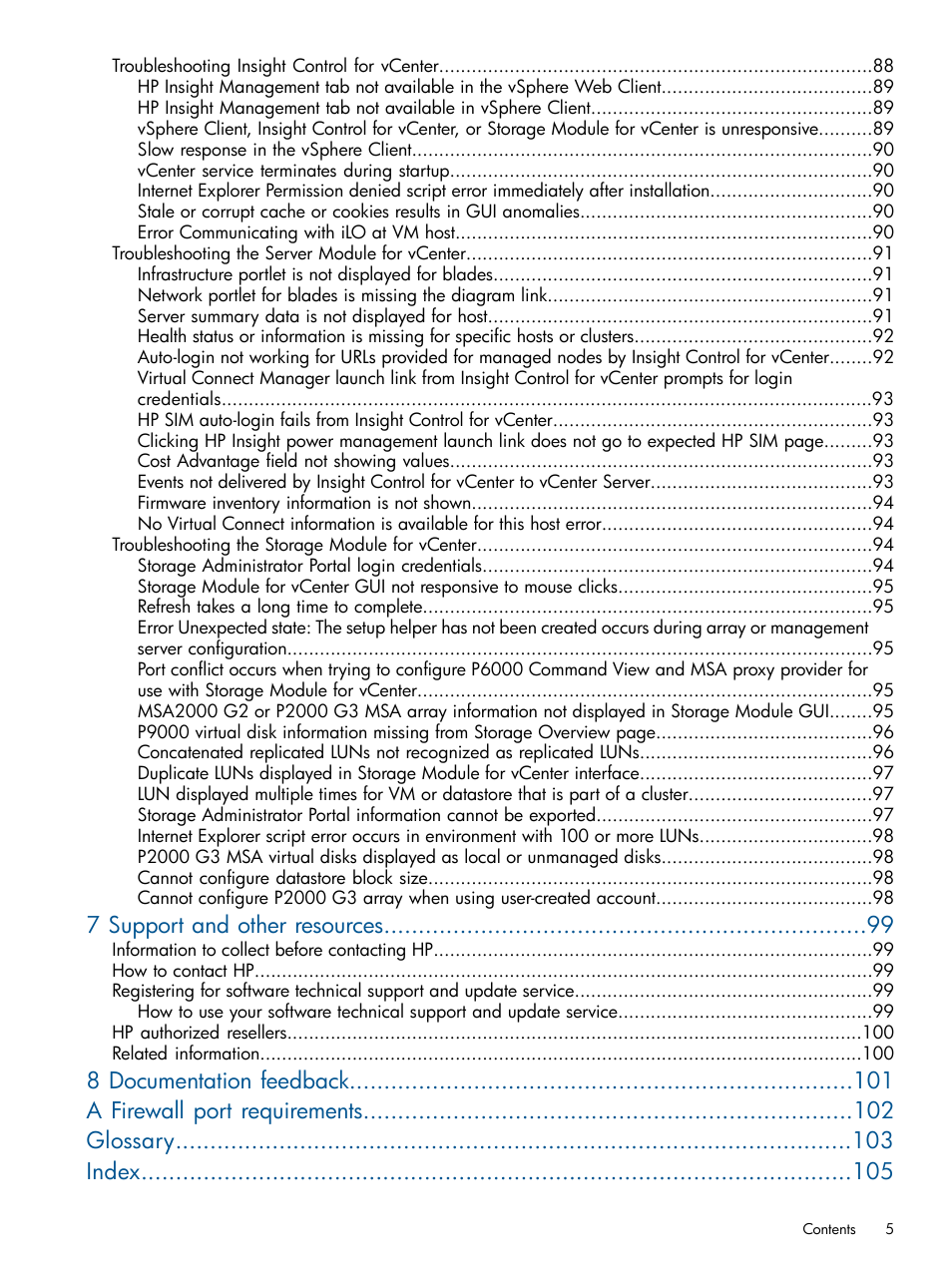 7 support and other resources | HP OneView for VMware vCenter User Manual | Page 5 / 107