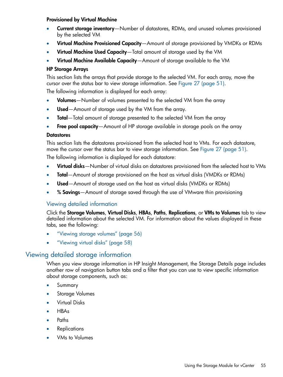 Viewing detailed storage information | HP OneView for VMware vCenter User Manual | Page 55 / 107