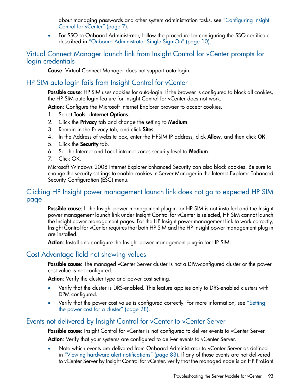 Cost advantage field not showing values | HP OneView for VMware vCenter User Manual | Page 93 / 107