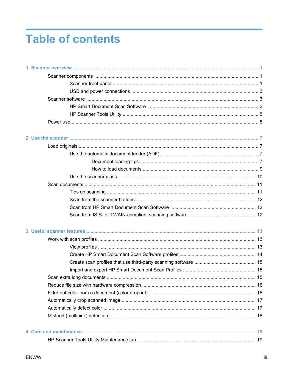 HP Scanjet Enterprise 7500 Flatbed Scanner User Manual | Page 3 / 62