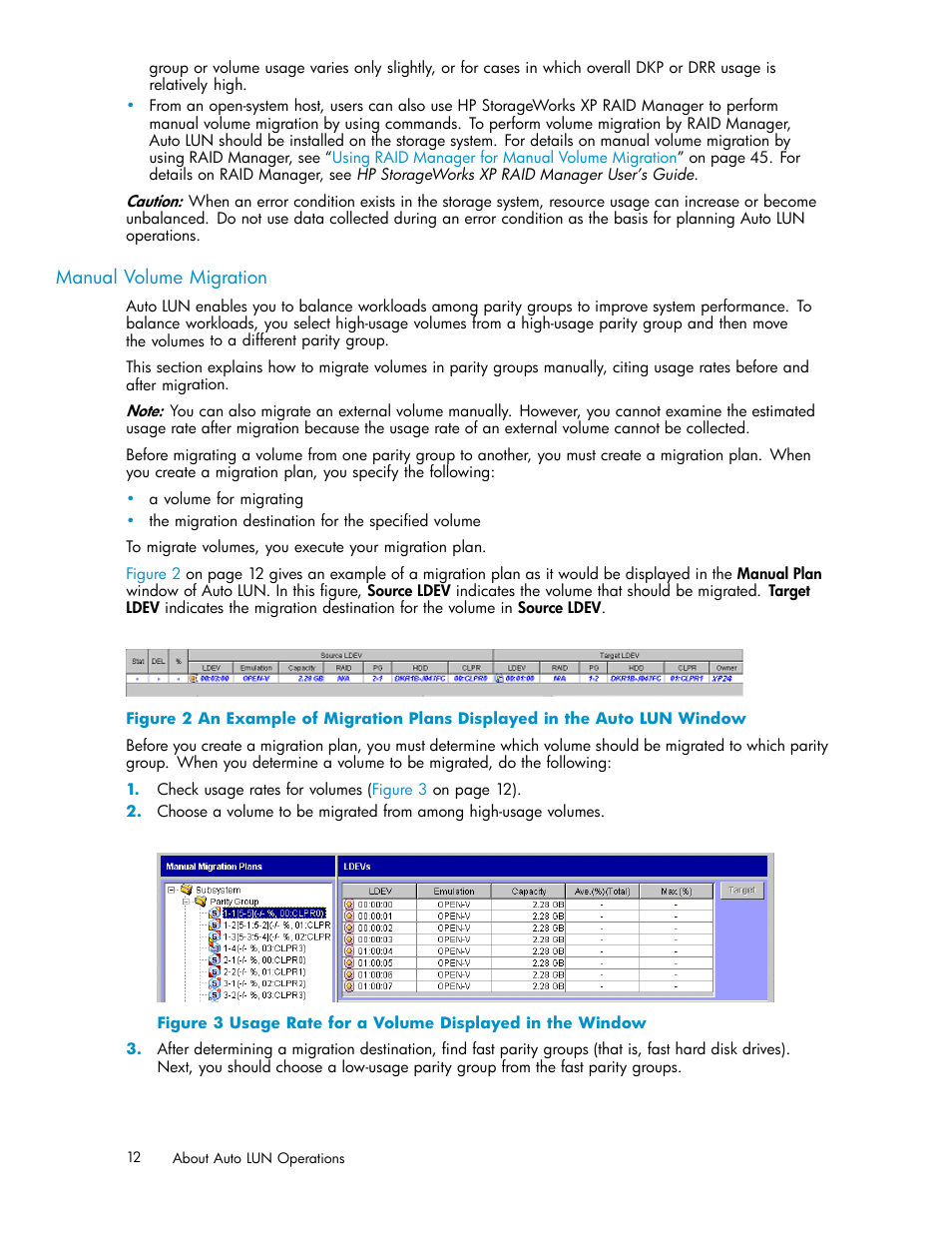 Manual volume migration, 3 usage rate for a volume displayed in the window | HP XP20000XP24000 Disk Array User Manual | Page 12 / 53