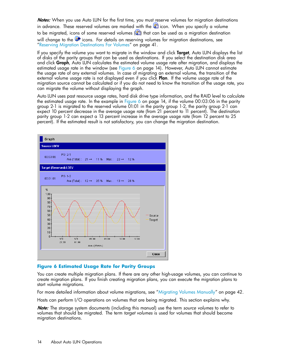 6 estimated usage rate for parity groups | HP XP20000XP24000 Disk Array User Manual | Page 14 / 53