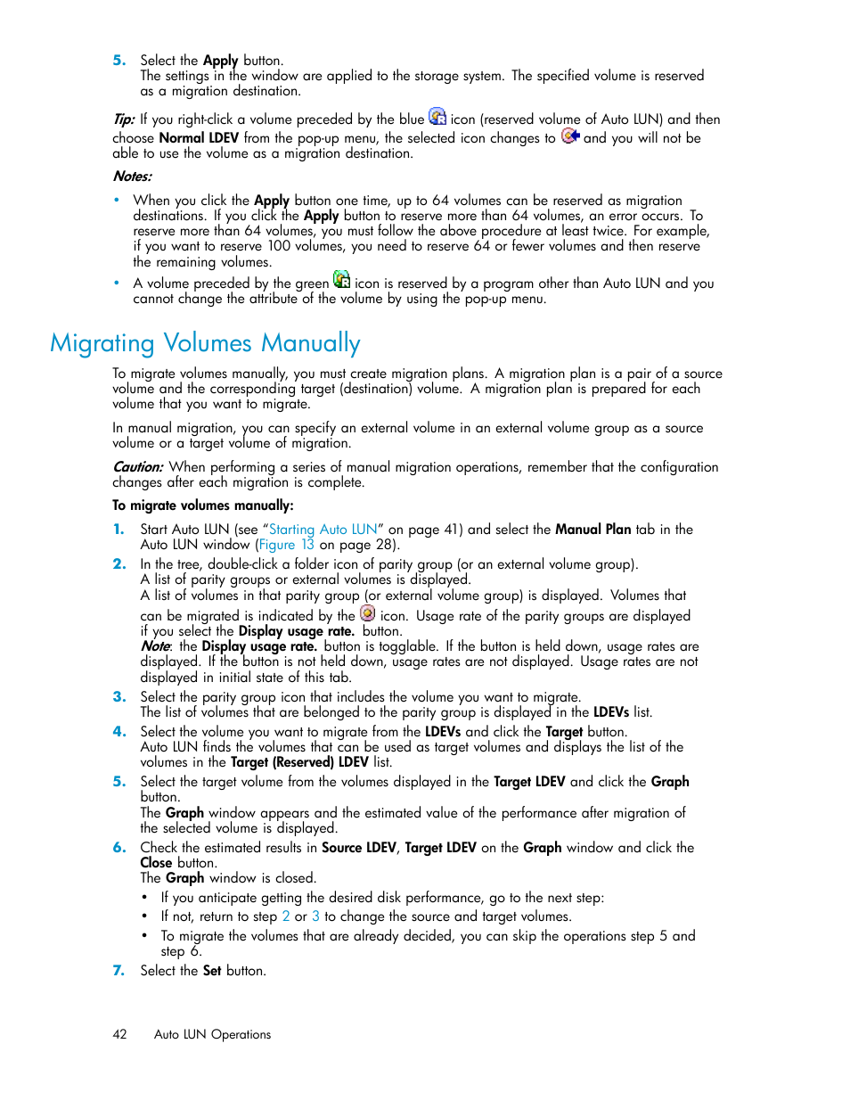 Migrating volumes manually | HP XP20000XP24000 Disk Array User Manual | Page 42 / 53