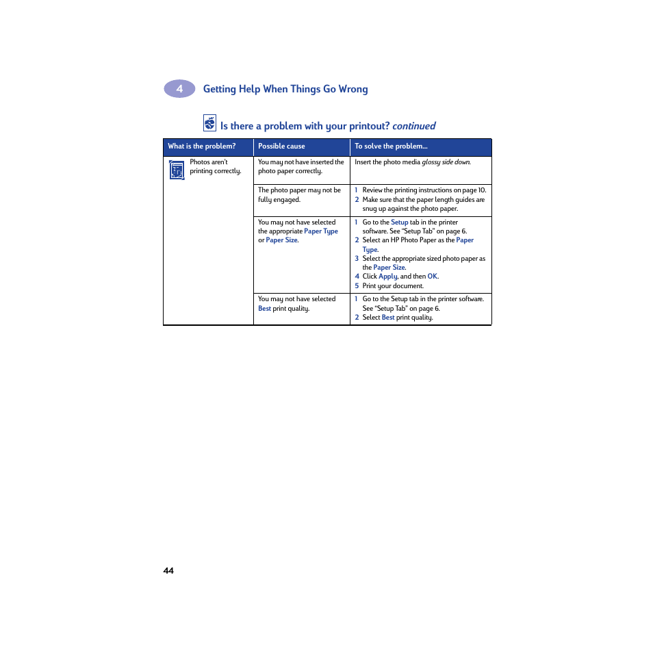 Getting help when things go wrong, Is there a problem with your printout? continued | HP Deskjet 932c Printer User Manual | Page 50 / 74