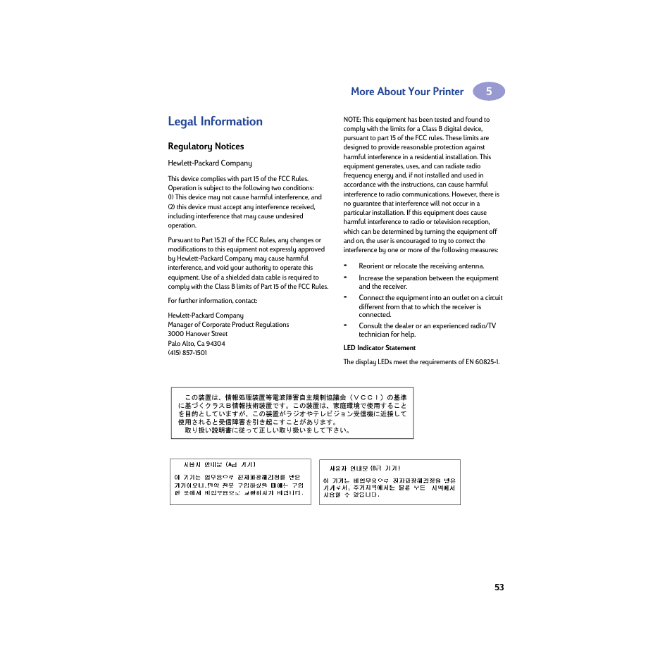 Legal information, Regulatory notices, More about your printer | HP Deskjet 932c Printer User Manual | Page 59 / 74