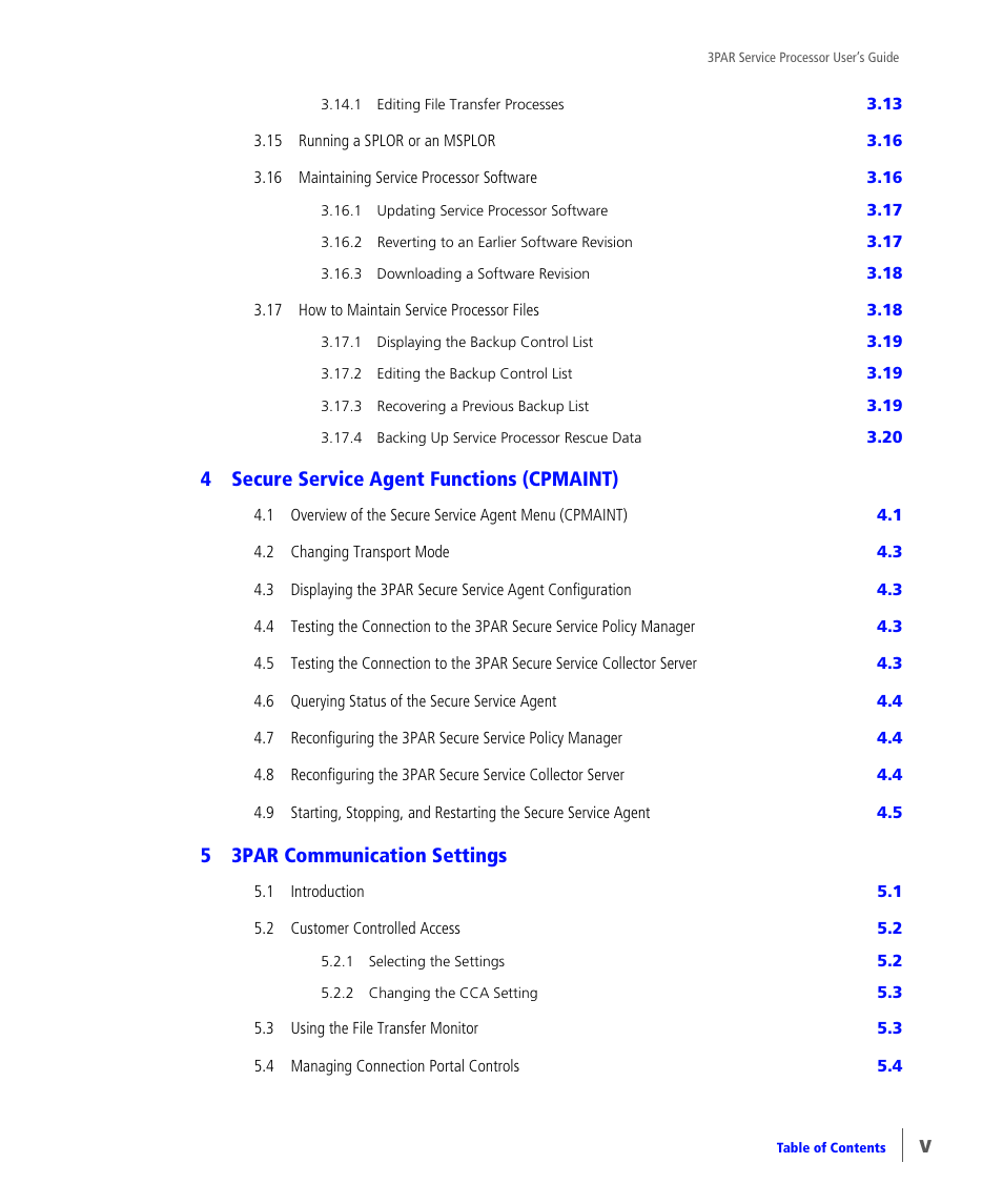 4secure service agent functions (cpmaint), 53par communication settings | HP 3PAR Service Processors User Manual | Page 5 / 80