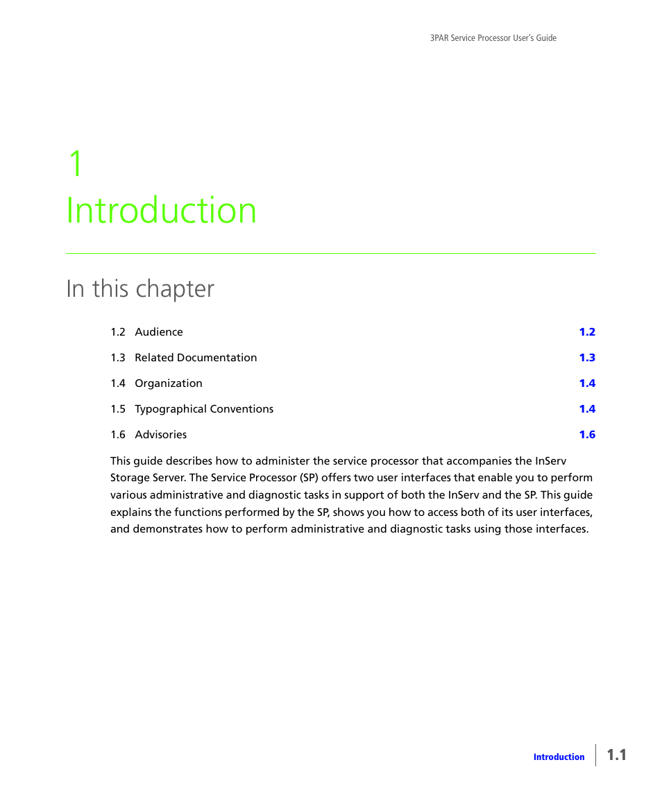 Introduction, 1 introduction | HP 3PAR Service Processors User Manual | Page 7 / 80