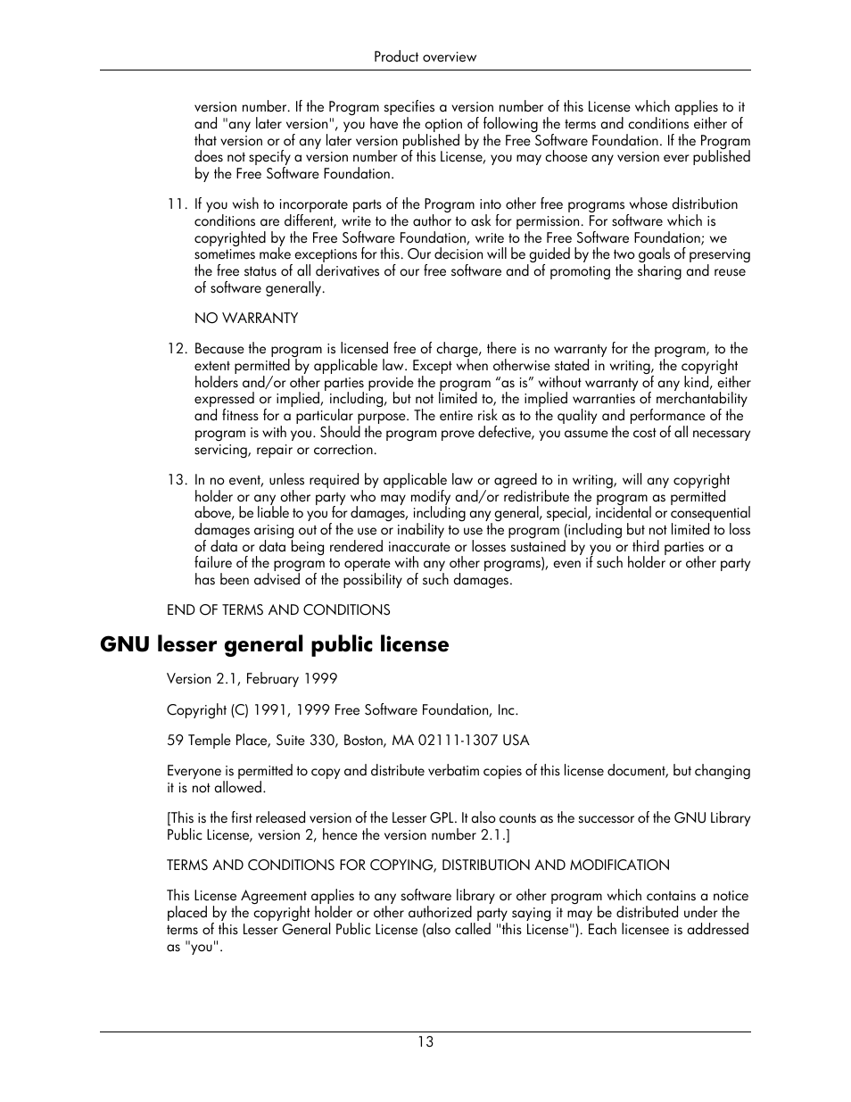 Gnu lesser general public license | HP Integrity rx5670 Server User Manual | Page 13 / 55