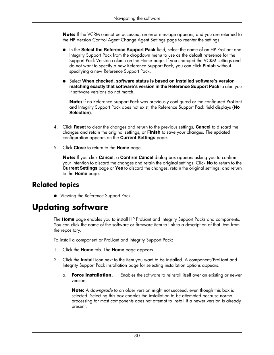 Related topics, Updating software | HP Integrity rx5670 Server User Manual | Page 30 / 55