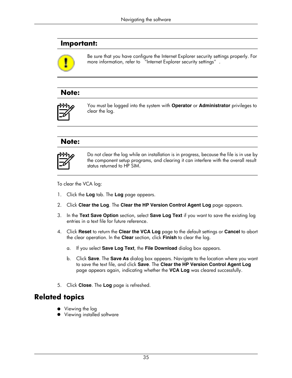 Related topics, Important | HP Integrity rx5670 Server User Manual | Page 35 / 55