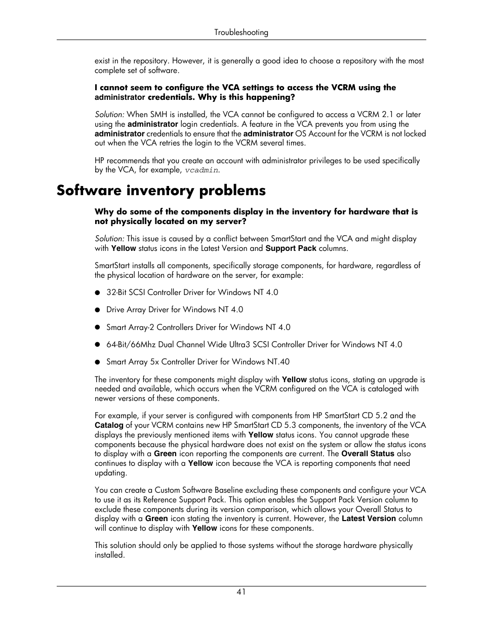 Software inventory problems | HP Integrity rx5670 Server User Manual | Page 41 / 55