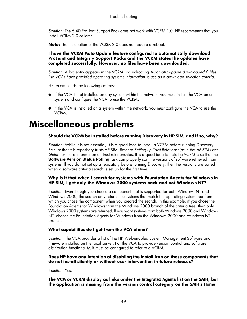 Miscellaneous problems | HP Integrity rx5670 Server User Manual | Page 49 / 55