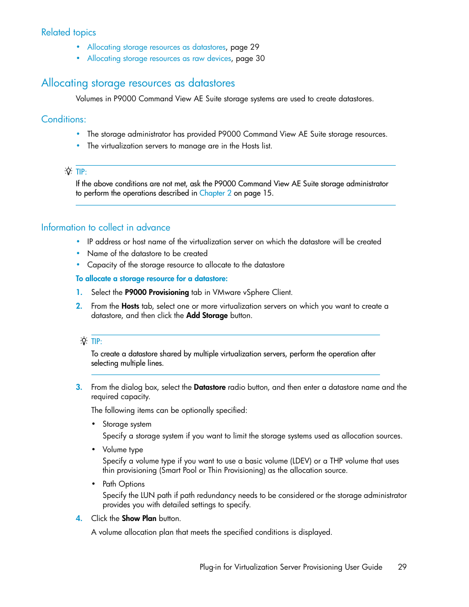 Allocating storage resources as datastores | HP XP Array Manager Software User Manual | Page 29 / 46