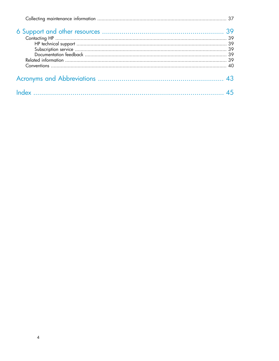 6 support and other resources, Acronyms and abbreviations index | HP XP Array Manager Software User Manual | Page 4 / 46