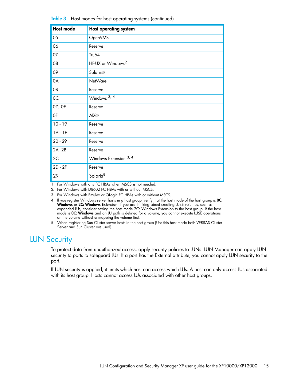 Lun security | HP XP LUN Configuration and Security Manager Software User Manual | Page 15 / 84