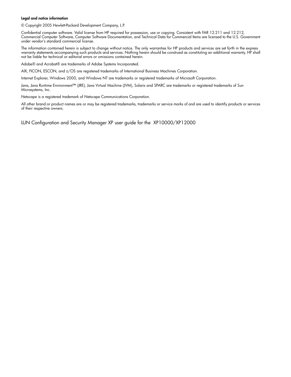 HP XP LUN Configuration and Security Manager Software User Manual | Page 2 / 84