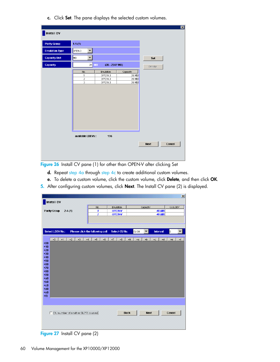 Figure 27 install cv pane (2), 27 install cv pane (2), Step 5 | HP XP LUN Configuration and Security Manager Software User Manual | Page 60 / 84