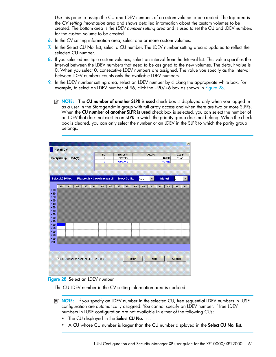 Figure 28 select an ldev number, 28 select an ldev number | HP XP LUN Configuration and Security Manager Software User Manual | Page 61 / 84